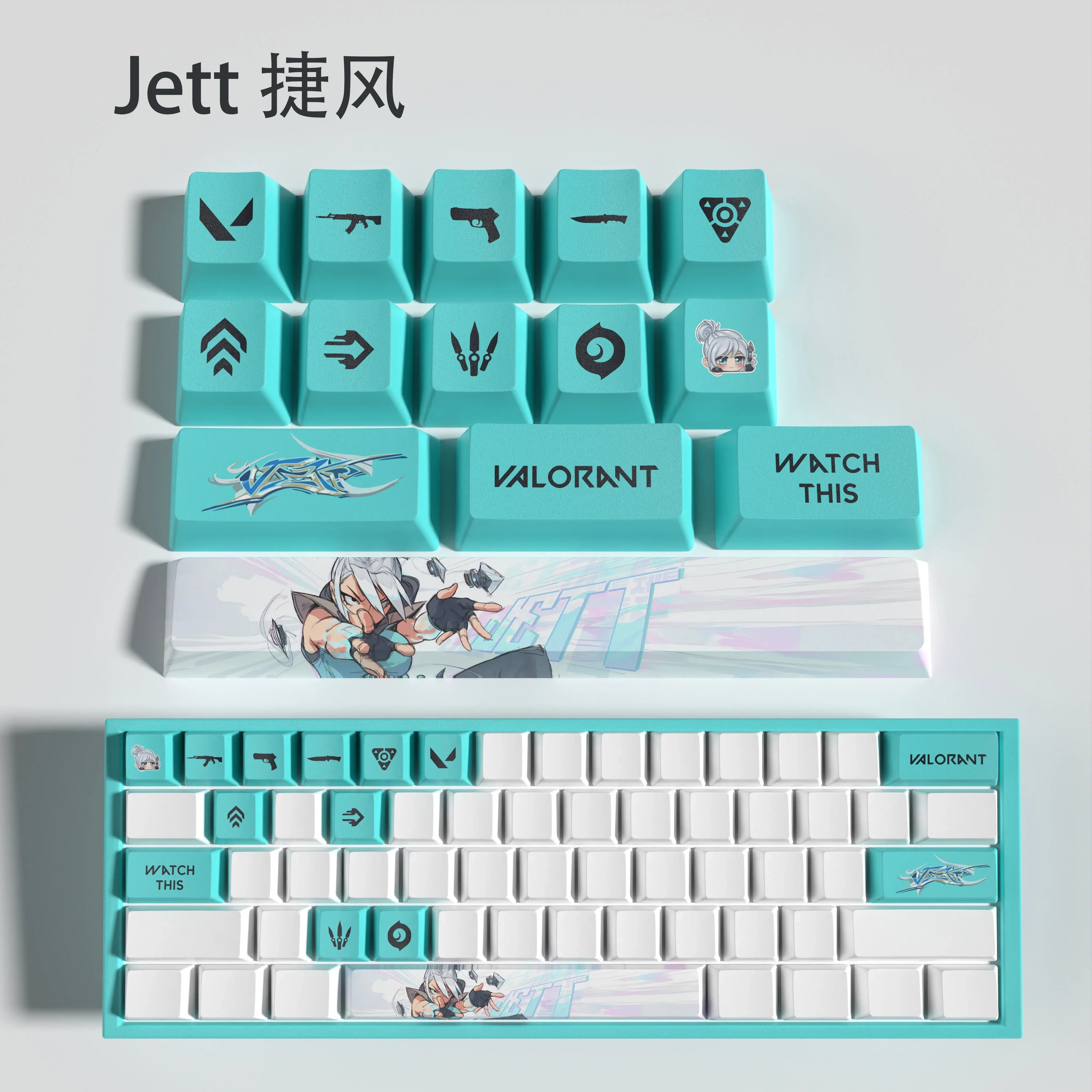 Sage New design Valorant keycaps  OEM Profile 14keys MINI SET PBT dye sub keycaps