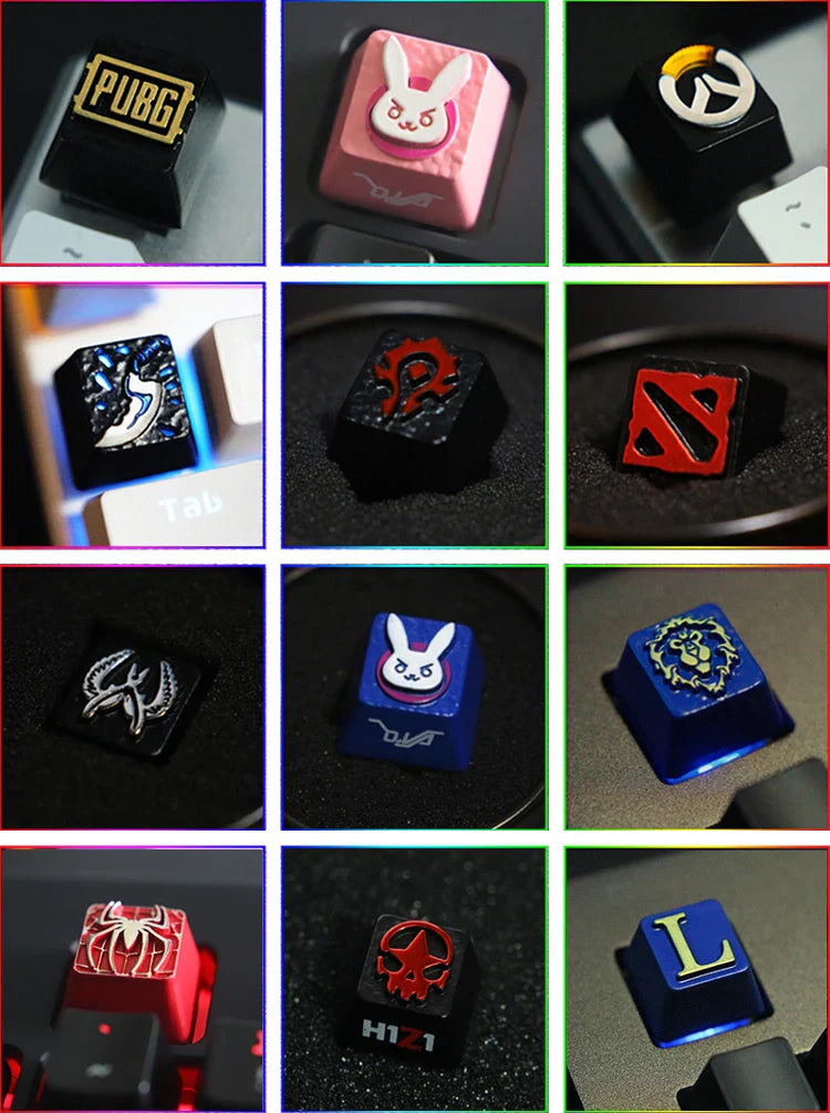 1pc Zinc Aluminium Alloy Key Cap Mechanical Keyboard keycap for CSGO OW Dota 2 PUBG WOW LOL R4 Height Stereoscopic relief