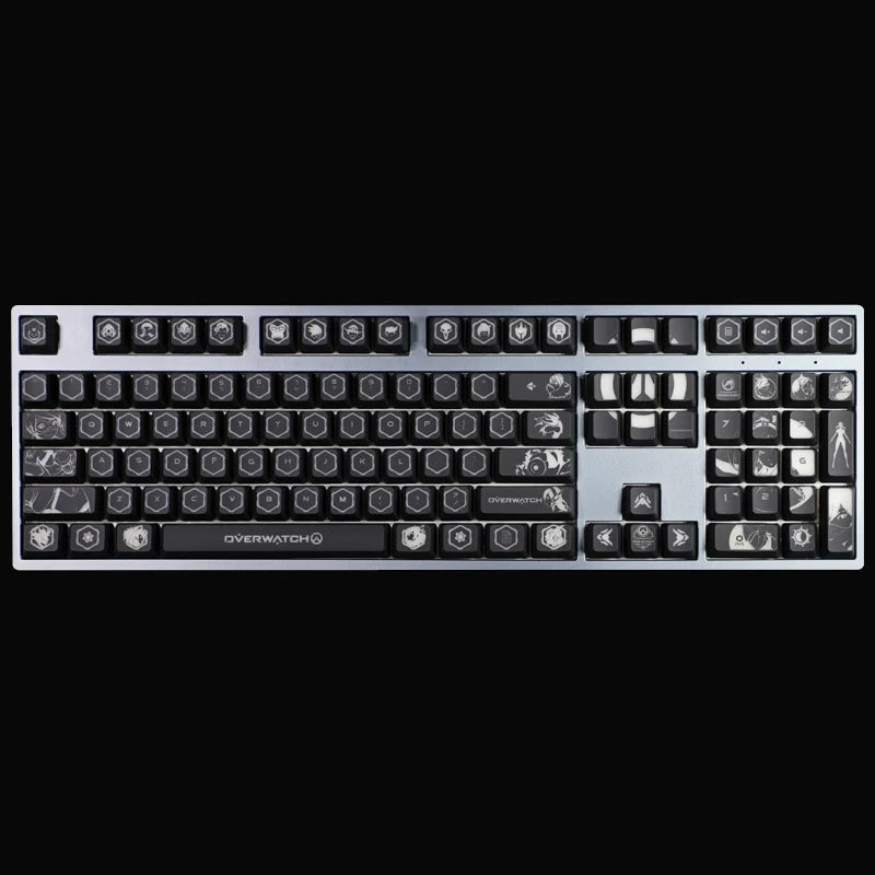 4 pcs/set keysets backlight OW key caps ABS etched  Keycap shine-through for Overwatch gamer Mechanical Keyboard ANSI black