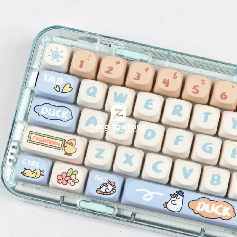 139 Keys/set Boring Duck Key Cap PBT MOA Profile Double Shot Keycap Thermal Sublimation Mechanical Keyboard for Customization