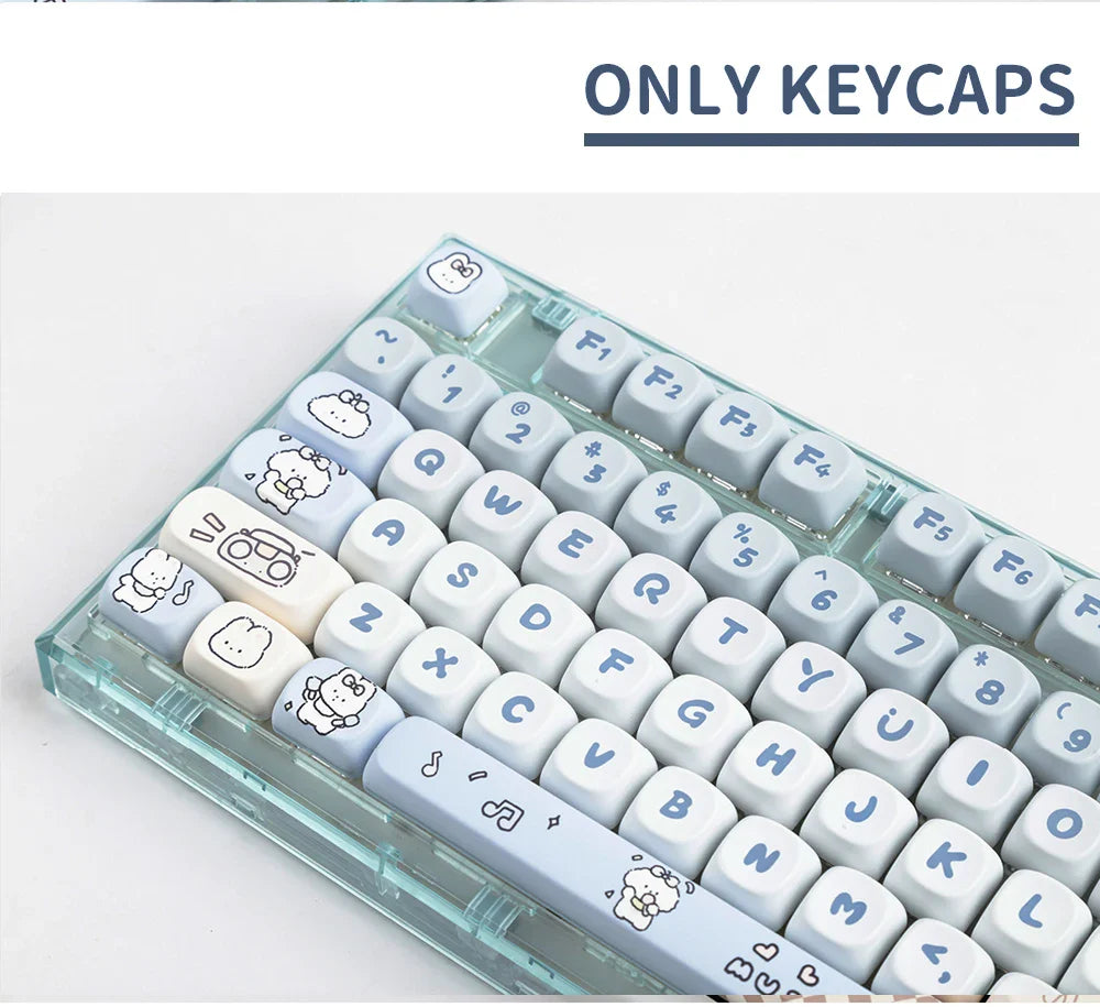 139 Keys MOA Profile Puppy Band Sugar Rabbit Theme Keycaps PBT Thermal Sublimation Customized Key Caps for Mechanical Keyboard