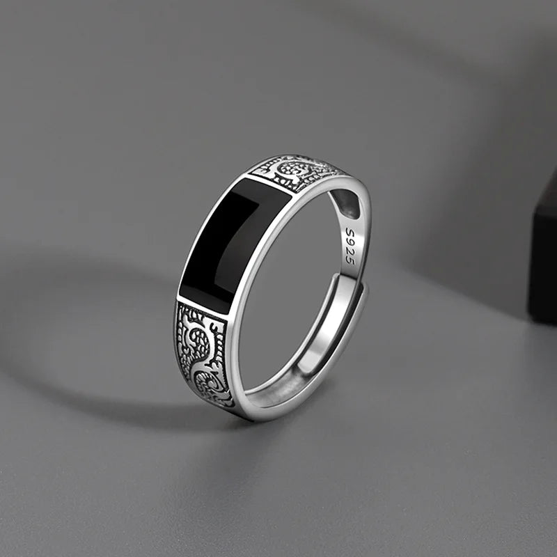 Retro Domineering Ethnic Style Fire-Breathing Dragon Ring Men\\'s Charm Open Ring Punk Motorcycle Rider Jewelry Accessories