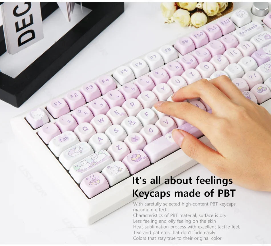 132Keys MOA Profile Keycaps Cartoon PBT Key Caps for 61/64/68/78/84/87/96/104/108 Keys Gaming Mechanical Keyborad MX Swtiches