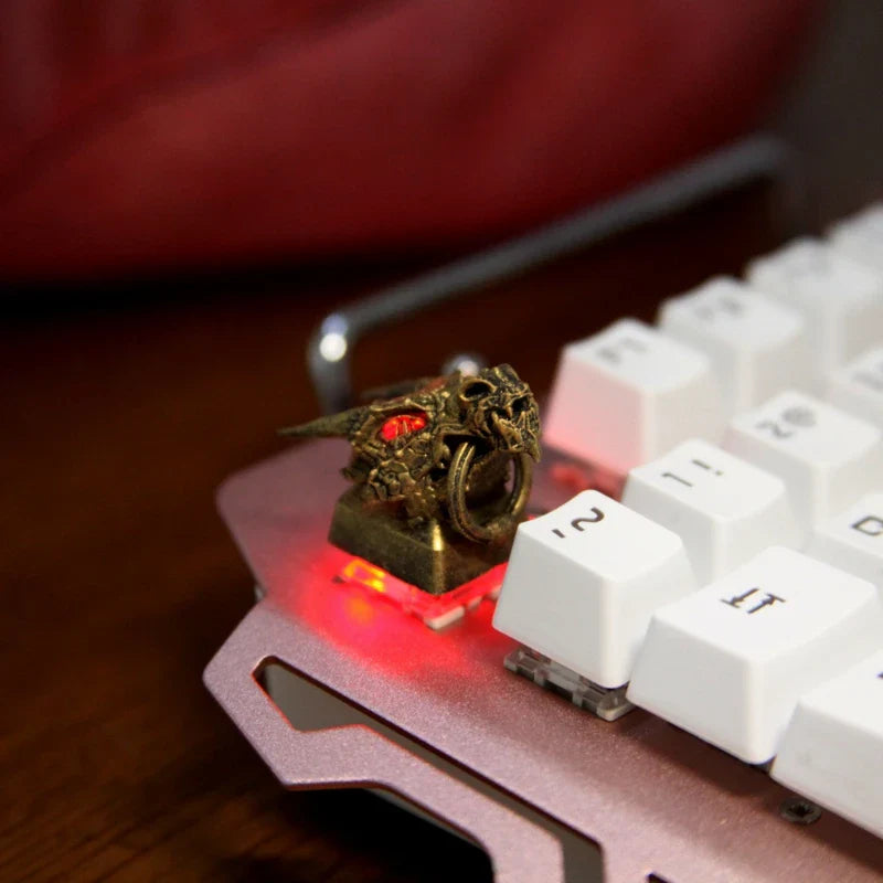 Original Design Dragon Head Keycaps Metal Translucent Mechanical Keyboard Keycaps Personalized Hanging Dragon Head Keycaps Gifts