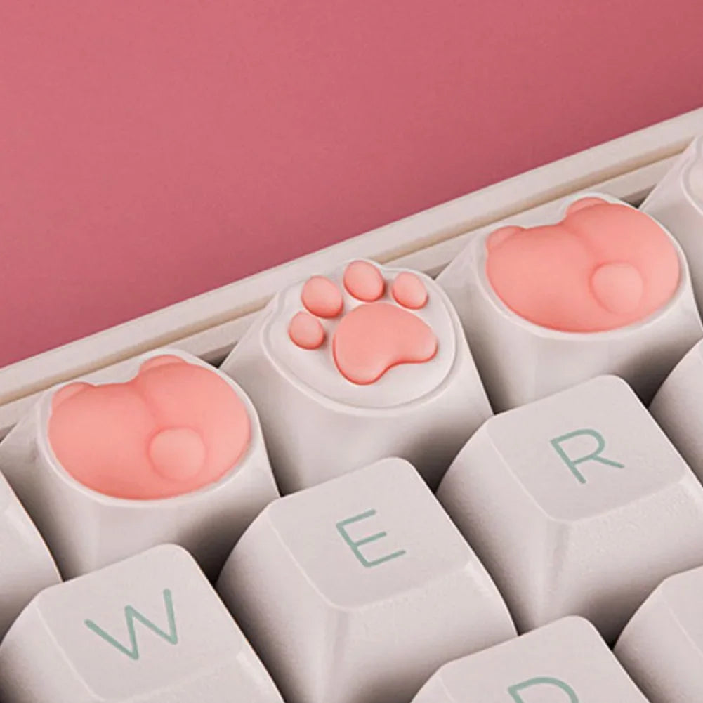 4PCS Cute Cartoon Silicone Cat Paw Keycap DIY Handmade Personalized Mechanical Keyboard Dedicated PBT Keycap
