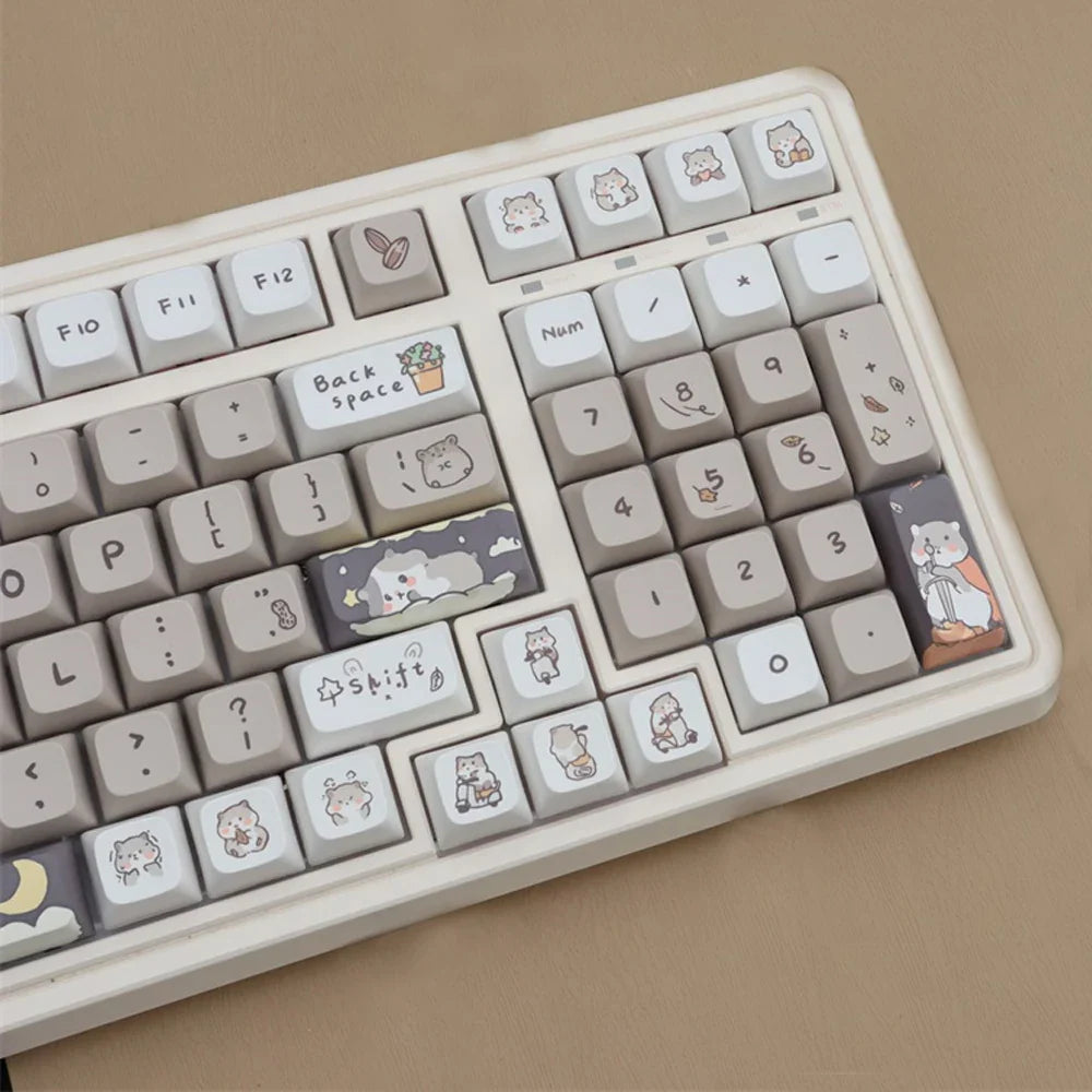 132 keys Cute Mouse Cartoon Theme Keycaps XDA Profile Key caps English for 61/64/68/84/87/96/98/104 Mechanical Keyboard Keycaps