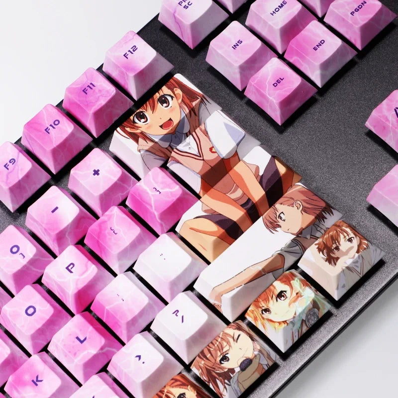 A Certain Scientific Railgun Keycaps PBT 108 Keys Mechanical Keyboard Keycaps Personality Misaka Mikoto Cartoon Anime Keycaps