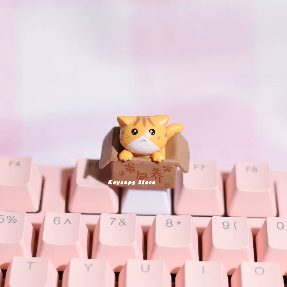 Cartoon keycaps For Mechanical Keyboard Keycaps Artisan Anime White Kawaii Keycap PBT Axis Cherry MX Custom Cute Cat Diy Key Cap