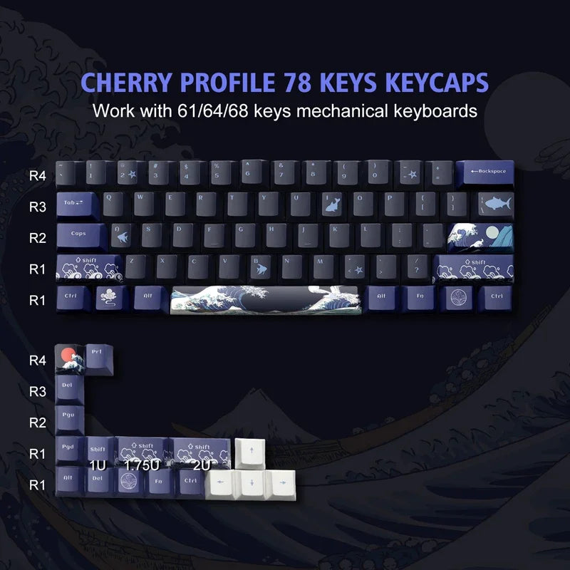 143 keys Coffee Cat  PBT Keycap 5 Sides DYE-SUB XDA Profile Customized Keycaps For Cherry MX Switch Gamer Mechanical Keyboards