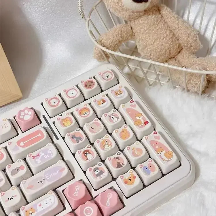 142 Keys Cat Dog keycaps Customized Gift Cute New MAO Keycaps Square Thermal Sublimation Mechanical Keyboard caps for Alice