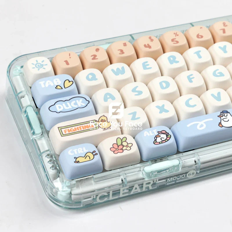 139 Keys/set Boring Duck Key Cap PBT MOA Profile Double Shot Keycap Thermal Sublimation Mechanical Keyboard for Customization