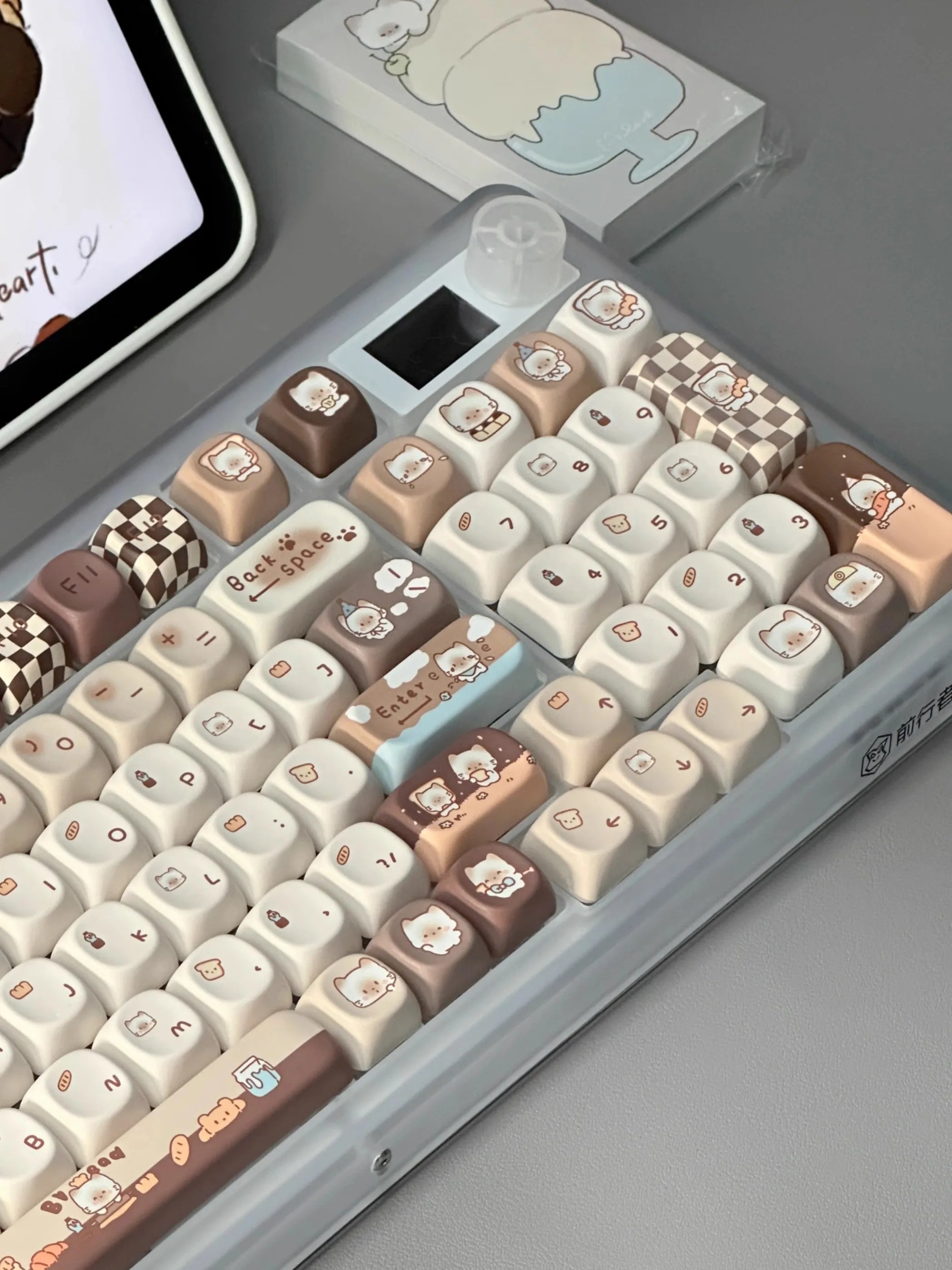 Siamese Cat Bakery Theme Keycaps Set Cat Custom Keycaps PBT Sublimation MOA Profile Keycaps for Mechanical Keyboard Accessories