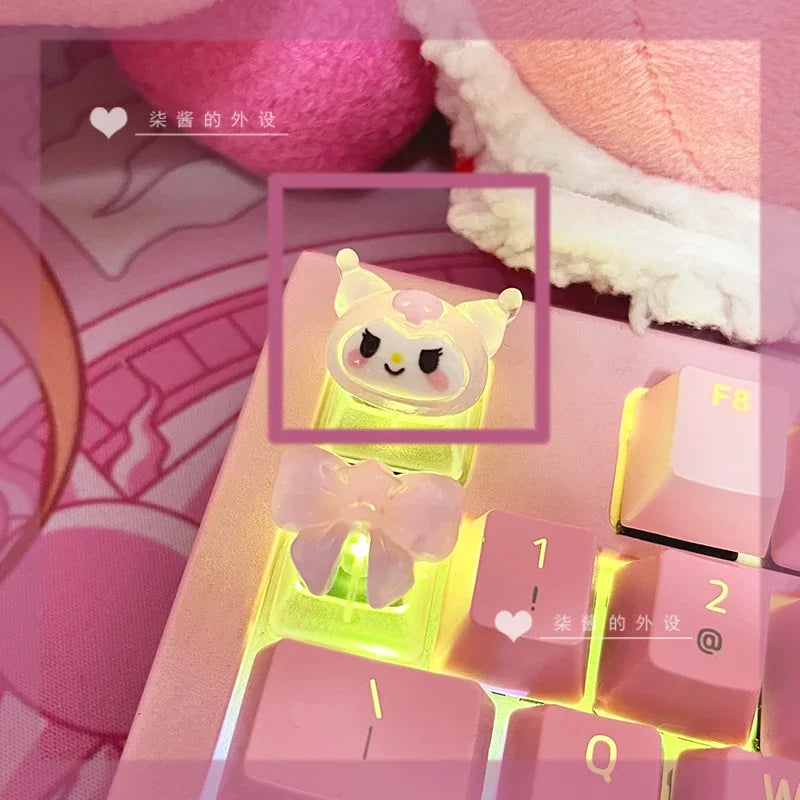 Sanrio New HelloKitty Cartoon Kuromi My Melody CinnamorollChoiceNonopaque Game Cherry Axis Keycaps, Mechanical Keyboard Keycaps