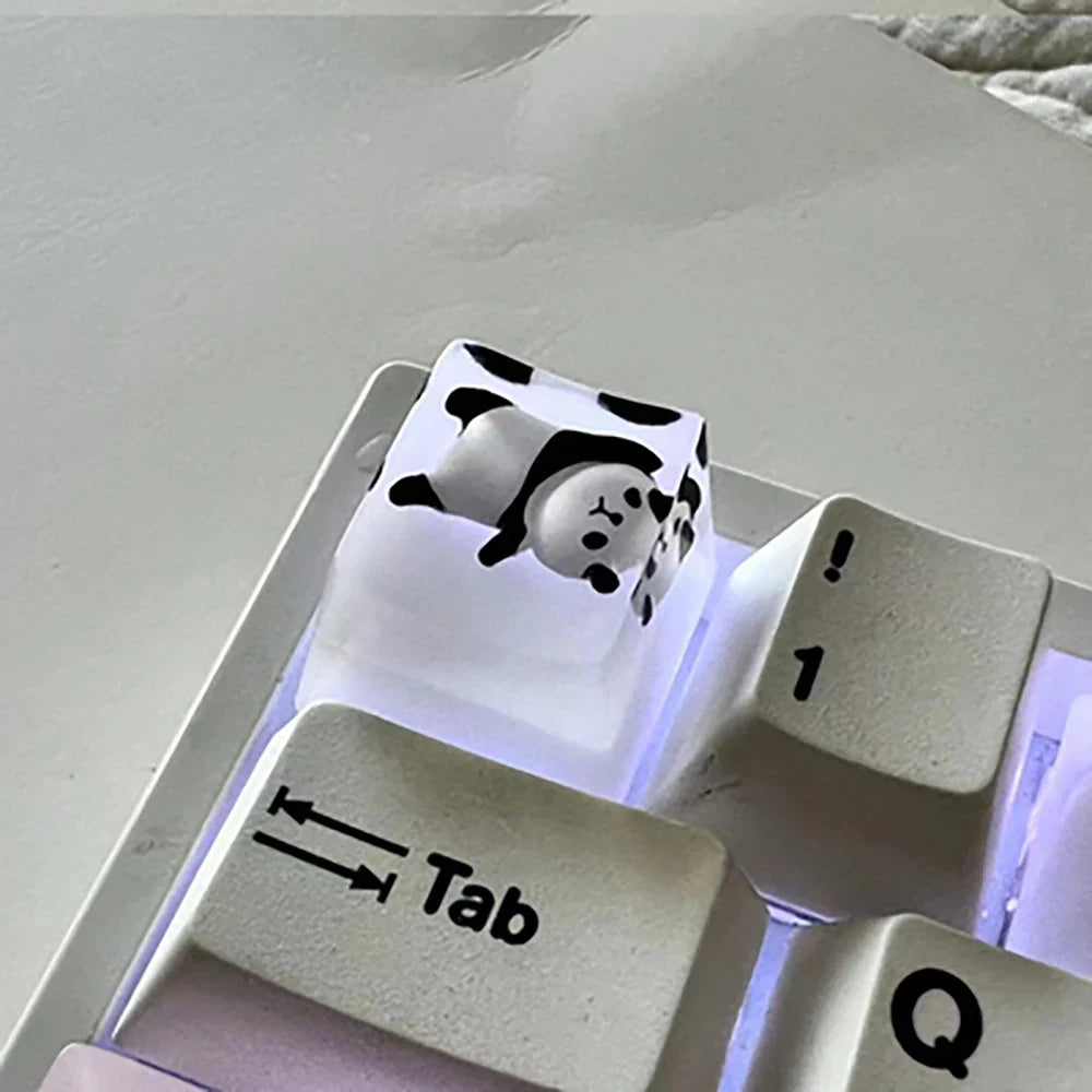 1Pcs Cute Panda Pattern Keycap Resin Handmade Decoration Personality Esc R4 OEM Cute key cap mold Keycap for Mechanical Keyboard