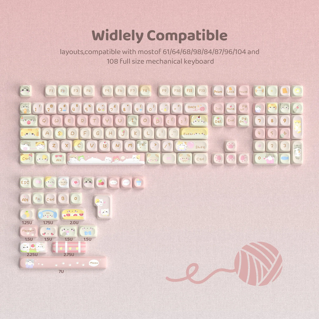 143 Keys Pink Cherry MOA Profile PBT Keycaps Customs Dye Sub Key caps for 61/87/104 Cherry MX Switch Gaming Mechanical Keyboard