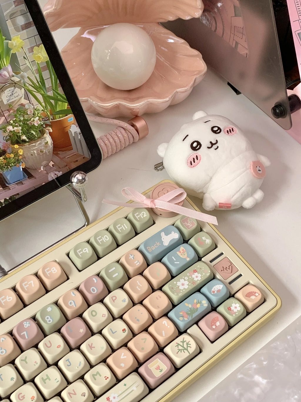 MOA Keycaps Cute Alice Keycaps Cute Keycaps 141 Keys PBT Sublimation Mechanical Keyboard Cap 2.25 U 2.75U