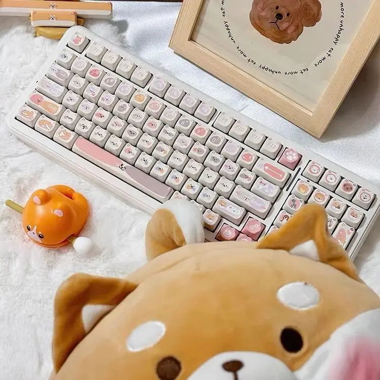 142 Keys Cat Dog keycaps Customized Gift Cute New MAO Keycaps Square Thermal Sublimation Mechanical Keyboard caps for Alice