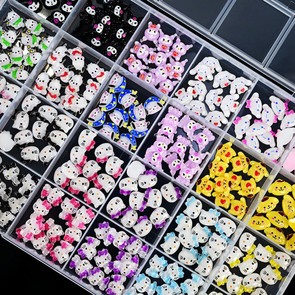 35/50/70/240pcs Cute Sanrio Nail Art Jewelry Decoration Kawaii Hello Kitty Kuromi Rhinestone Charms For Nail Y2K Manicure Crafts