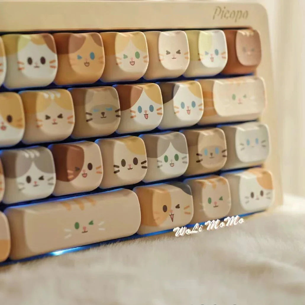 142 Keys Customized Gift Cute Cat keycaps New MAO Keycaps Square Thermal Sublimation Mechanical Keyboard 2.25 U 2.75U for Alice