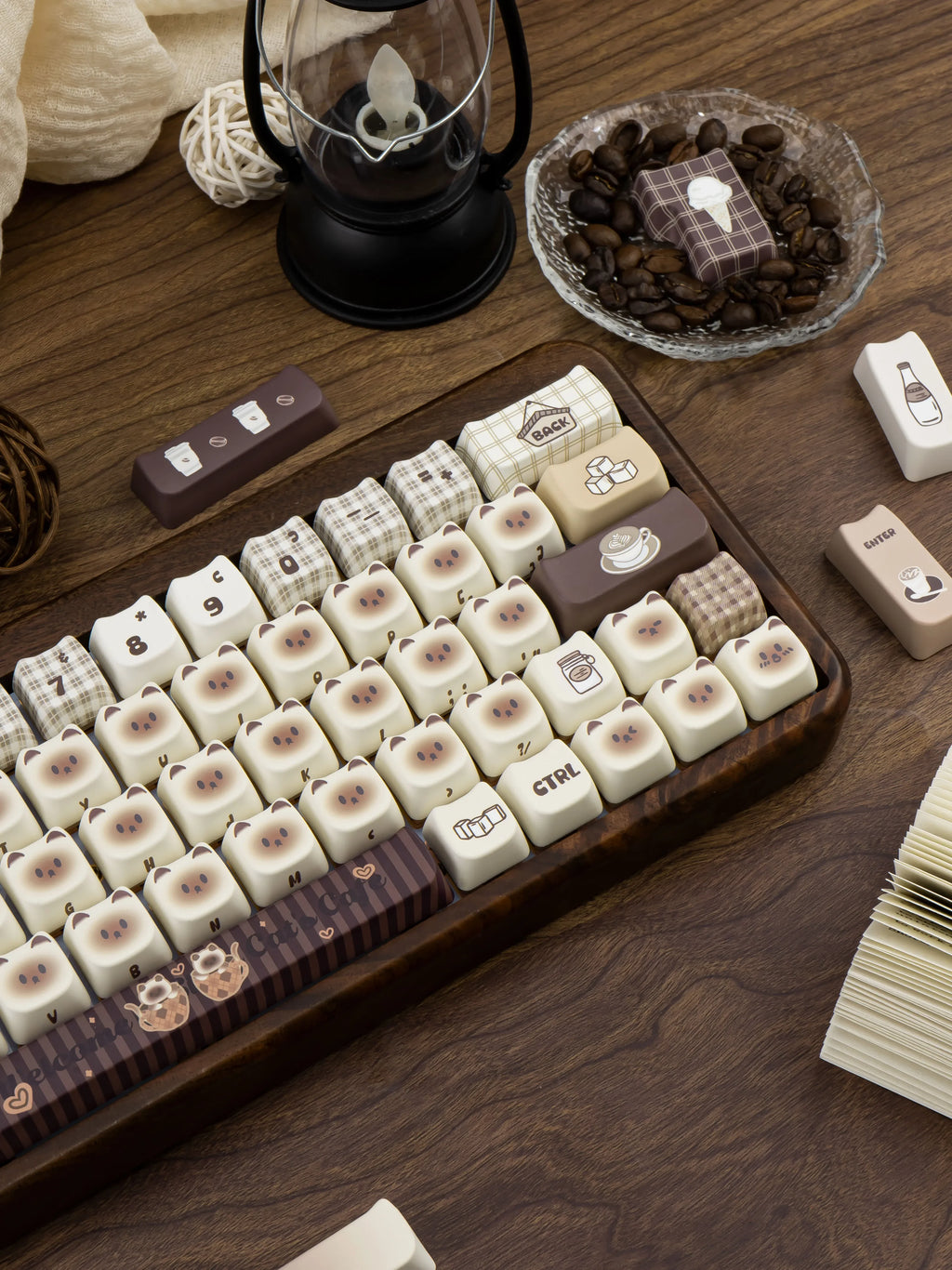 Siamese Cat Keycap Cute Mao Cherry Pbt Cafe Cat Head Cat Ears White Coffee Color 146/133Keys 2.25/2.75U Alice Layout Keycaps