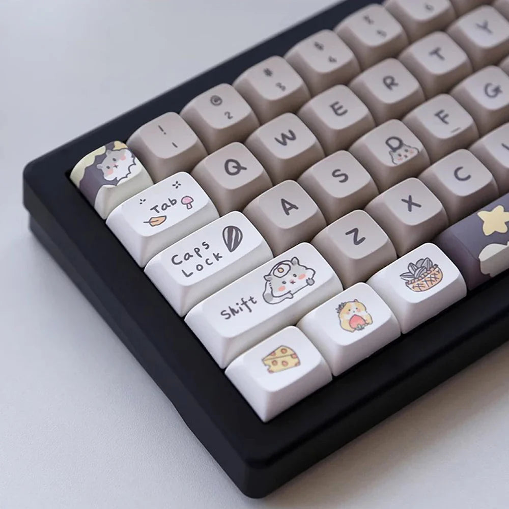 132 keys Cute Mouse Cartoon Theme Keycaps XDA Profile Key caps English for 61/64/68/84/87/96/98/104 Mechanical Keyboard Keycaps