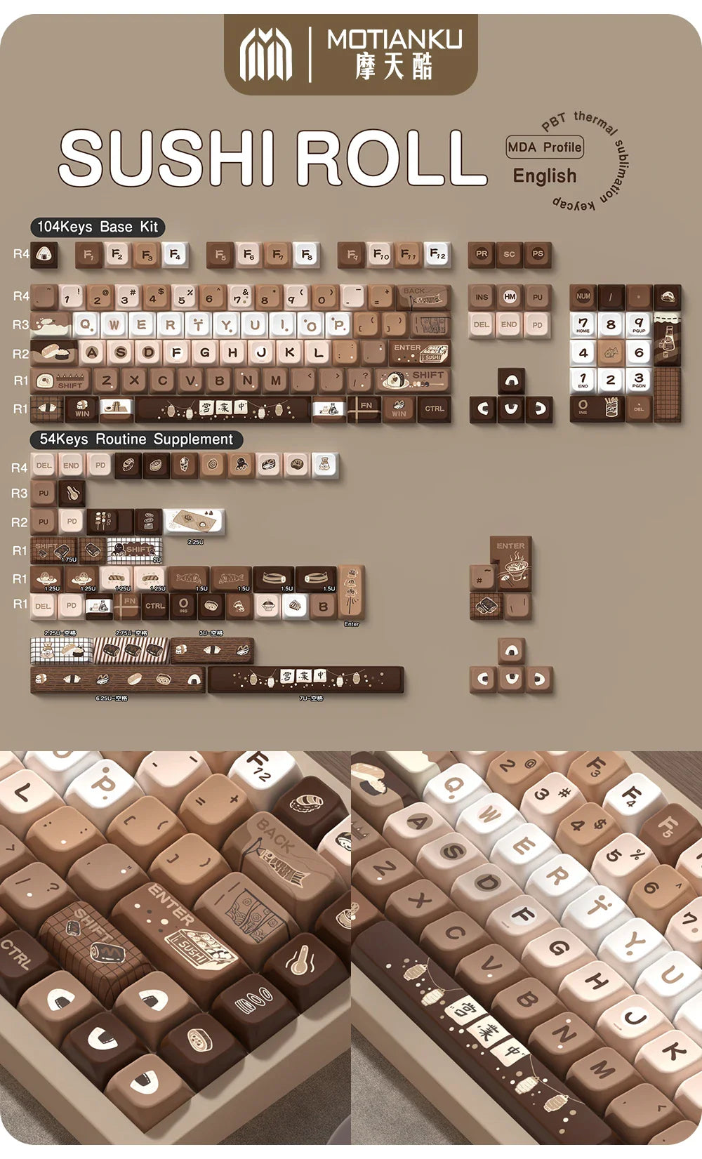 138/158 keys Original Theme Keycaps MDA Profile cute Anime PBT Keycap custom For Mechanical Keyboard with iso layout