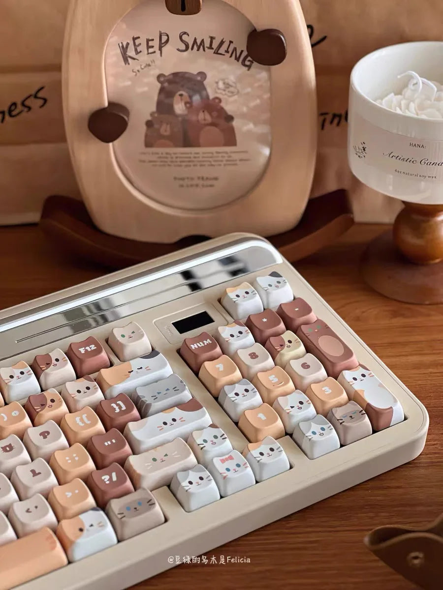 142 Keys Customized Gift Cute Cat keycaps New MAO Keycaps Square Thermal Sublimation Mechanical Keyboard 2.25 U 2.75U for Alice