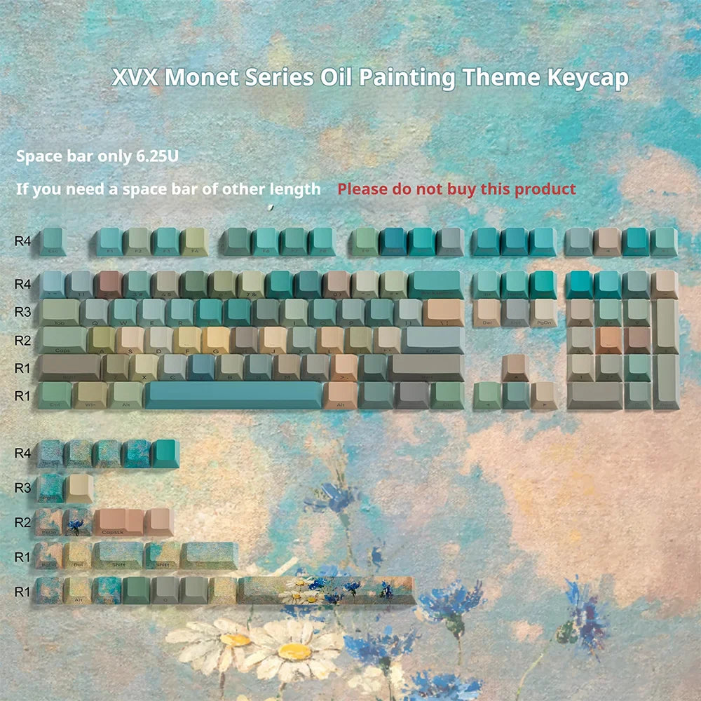Womier Oil Painting Original Factory Customized Wooding Keycaps PBT Creative Gradient Transparent Side Engraved Key Caps Cherry