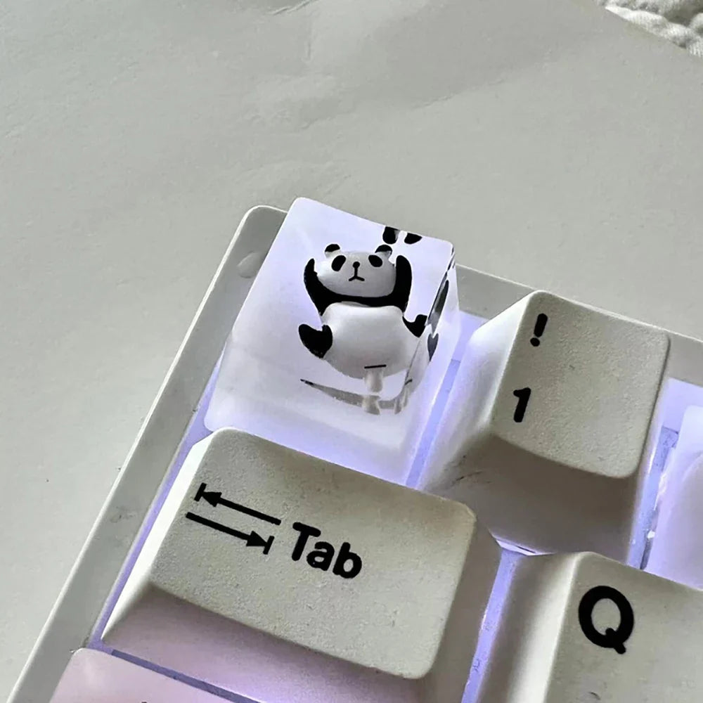 1Pcs Cute Panda Pattern Keycap Resin Handmade Decoration Personality Esc R4 OEM Cute key cap mold Keycap for Mechanical Keyboard