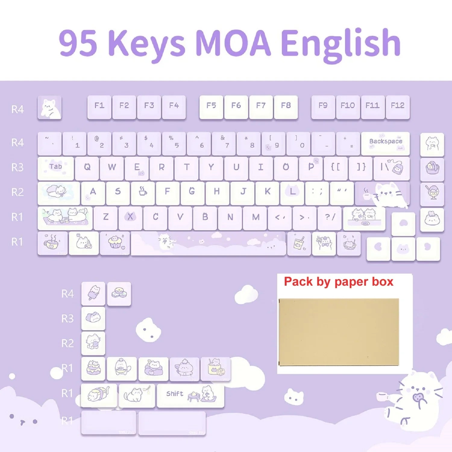95/132 Keys Cartoon Keycaps PBT Hakimi Dog Cats Keycap MOA Profile Dye Sublimation Keycap For Mechanical Gaming Keyboard