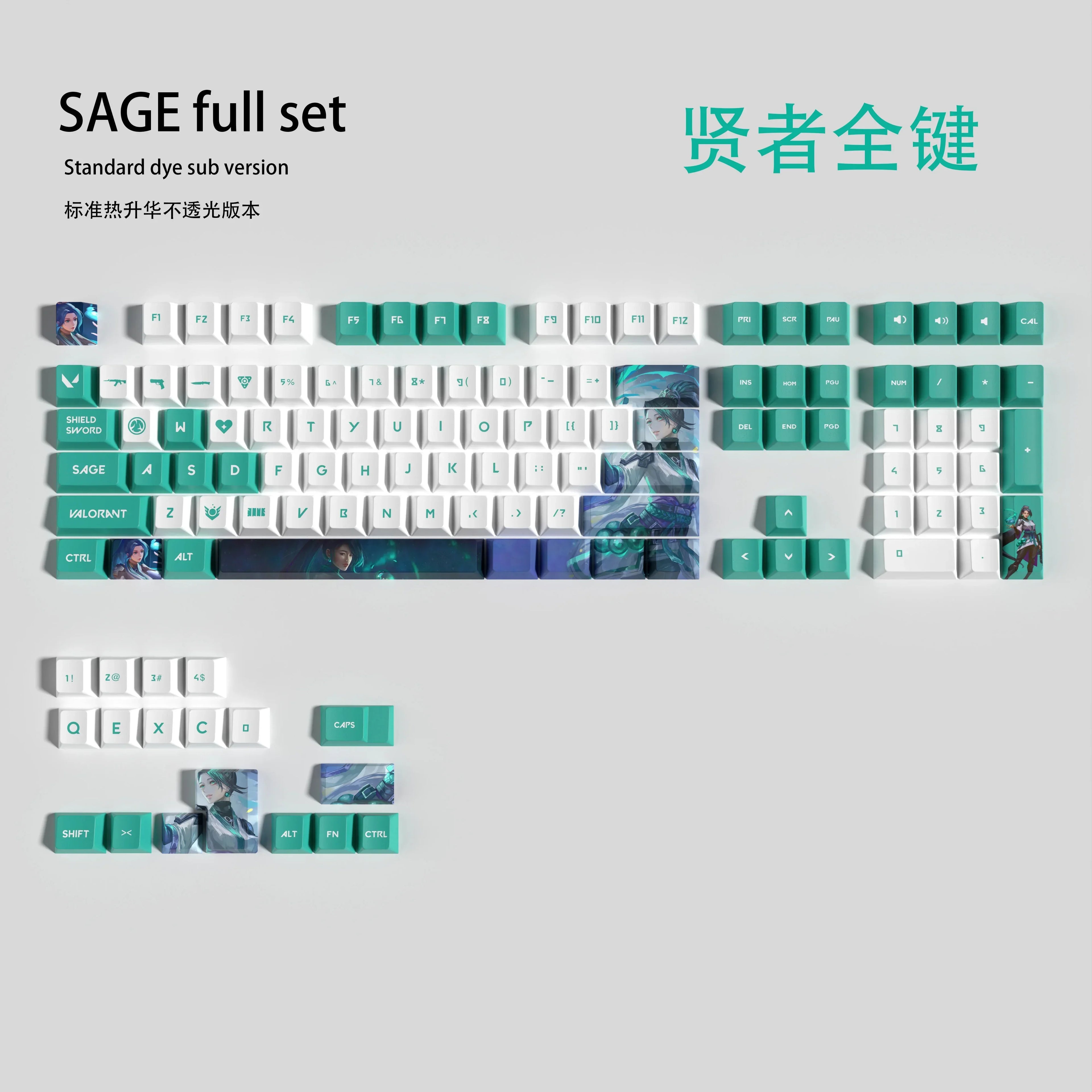 Valorant Keycap PBT OEM 10/14/29/108 Key Sage Artisan Keycap Set Custom Gamer Keyboard Accessories Mechanical Keyboard Gifts