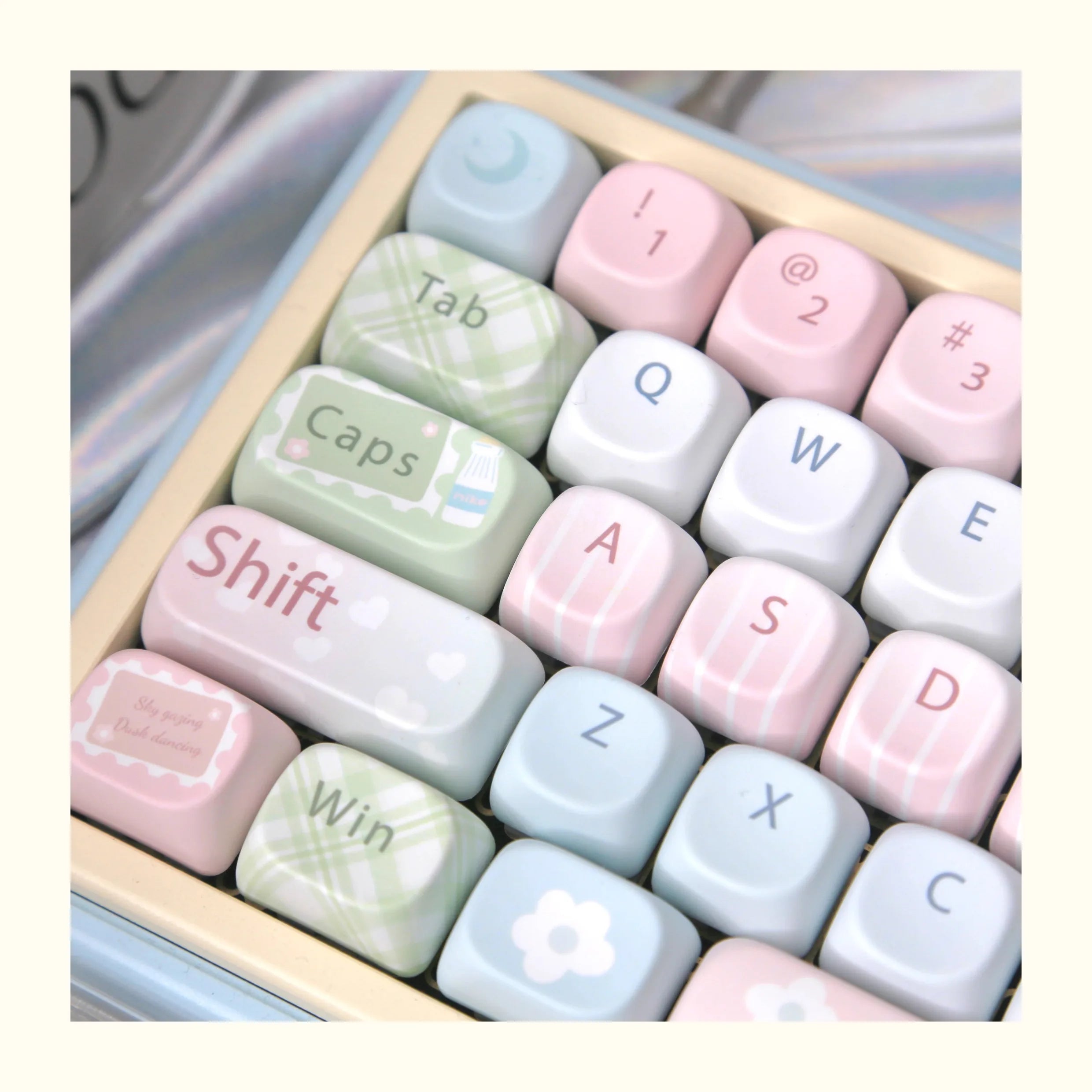 Mousse Mood Theme Keycap MOA Profile 131 Keys Cute Sweet Keycaps PBT Thermal Sublimation Macaron Color Mechanical Keyboard Cap