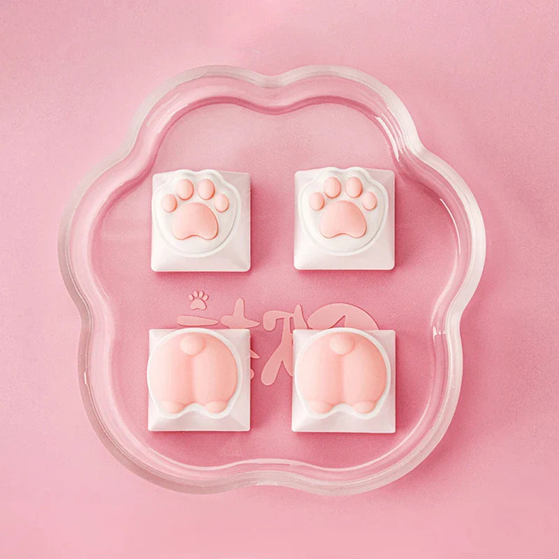 1pc Cute Cat Paw Keycaps For Mechanical Keyboard Cherry MX Switch DIY Custom Key Cap Soft Silicone Keycup Artisan Pink Color
