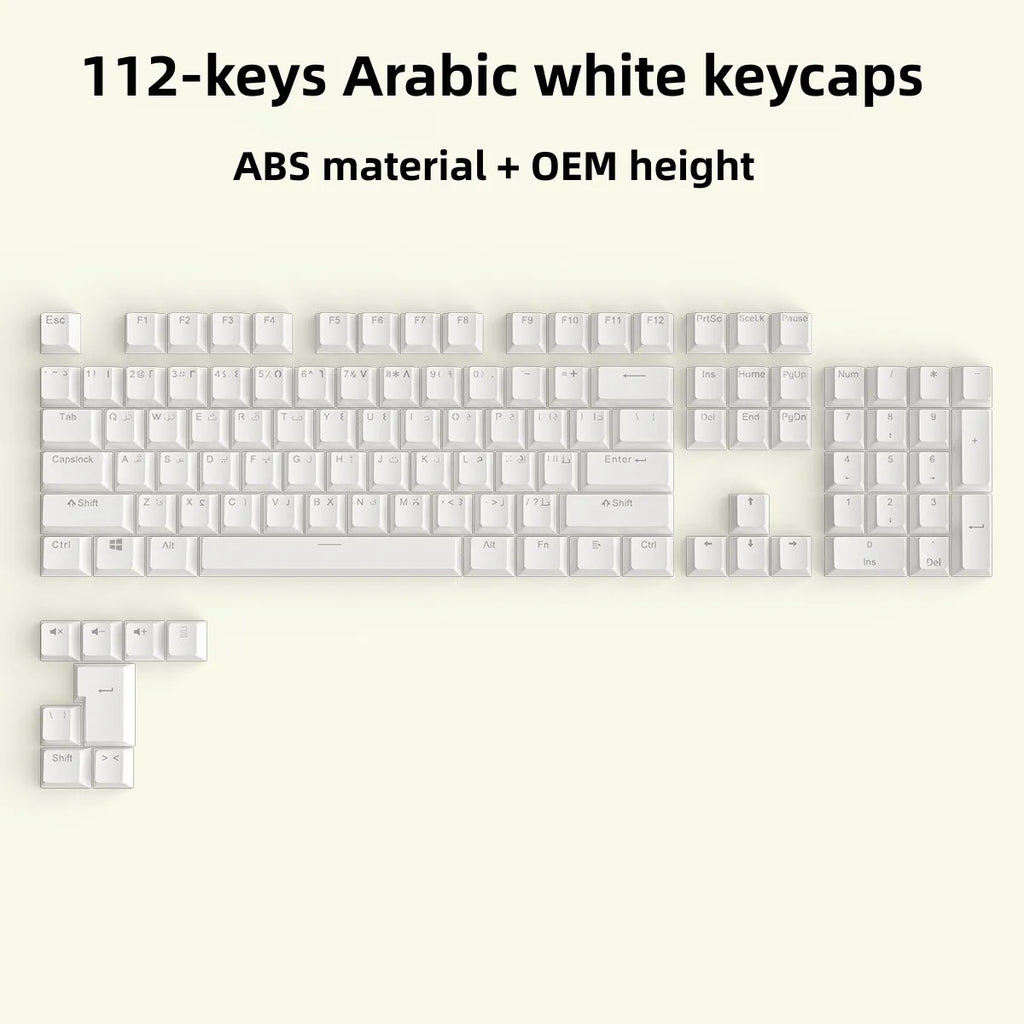 129 Keys Arabic Keycaps Set PBT/ABS Cherry Profile OEM Keycap Gaming Custom Personalised Cute for MX Switch Mechanical Keyboard