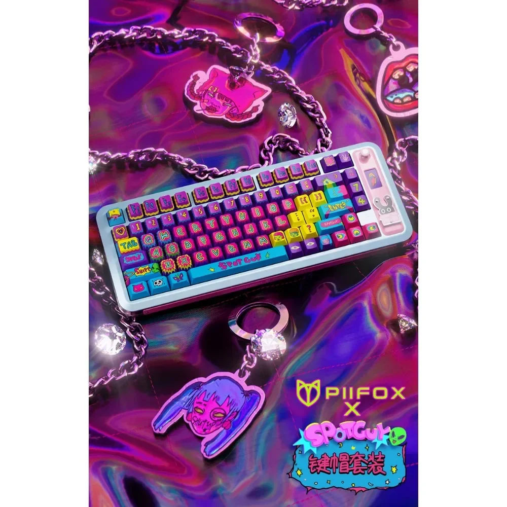 PIIFOX SPOTGUY Jointly 《Quiet&Cool》 PBT Original Profile Keycaps 5-Sided Heat Sublimation 146 Keys Custom  Keyboard Replacement
