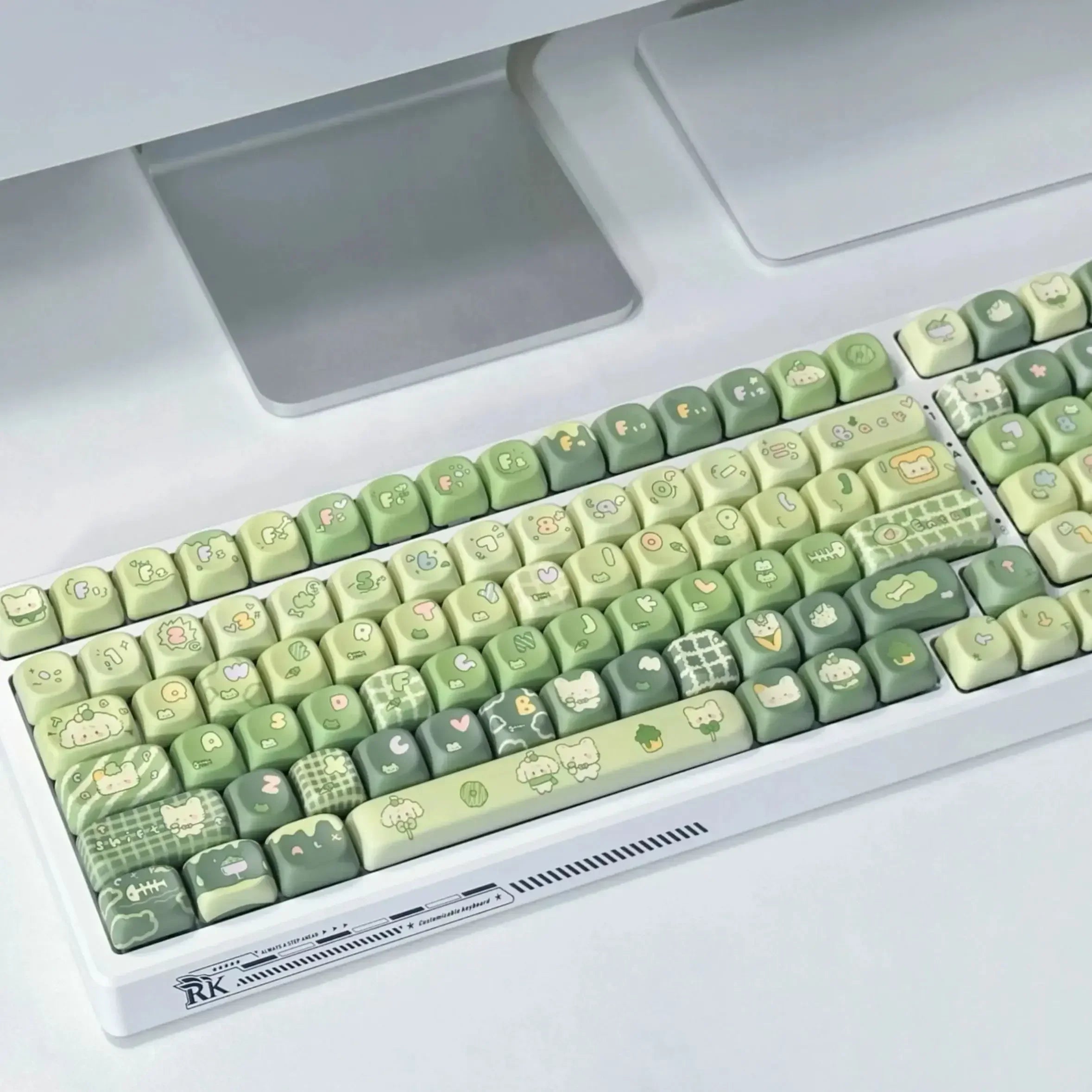131 Keys MOA Profile Keycap customization Gift Cute CAPS PBT Keycaps Green Key Cap Dye-Sub Mechanical Keyboard Keycap MX Switch