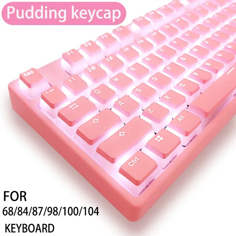 129Keys Pudding Keycap OEM ABS Set Key Cap Ergonomic Cute Key Cap Backlit for Mx Profile Mechanical Keyboard Kit Keycaps