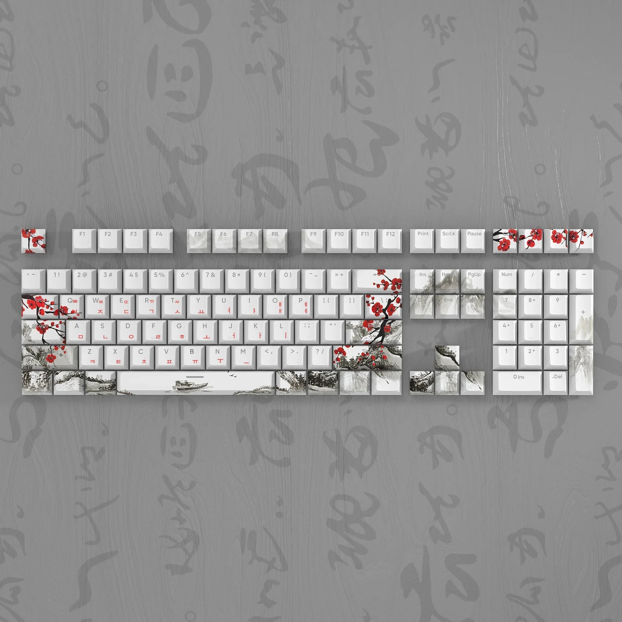 Plum blossom Double Shot Keycaps PBT Cherry Profile Backlit Keycap For GMK67/68/75/87/980/104 Mechanical Gaming Keyboard Caps