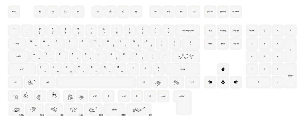 Simple Milky White Cute Cat Theme Keycap 124Keys PBT Sublimation MOA Profile Round Ball Caps Korean Mechanical Keyboard Keycaps
