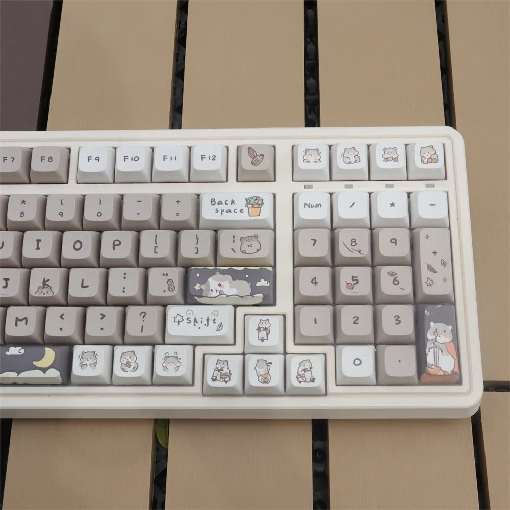 132 keys Cute Mouse Cartoon Theme Keycaps XDA Profile Key caps English for 61/64/68/84/87/96/98/104 Mechanical Keyboard Keycaps