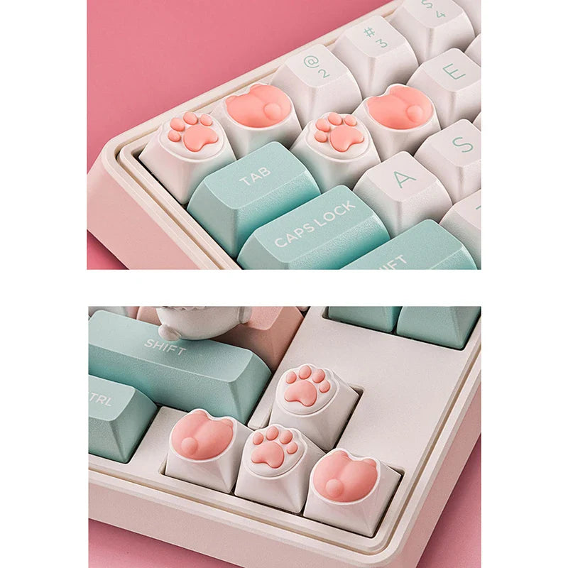 1PC Cute Cat Paw Keycaps For Mechanical Keyboard Cherry MX Switch DIY Key Cap Soft Silicone Keycup Artisan Pink Color