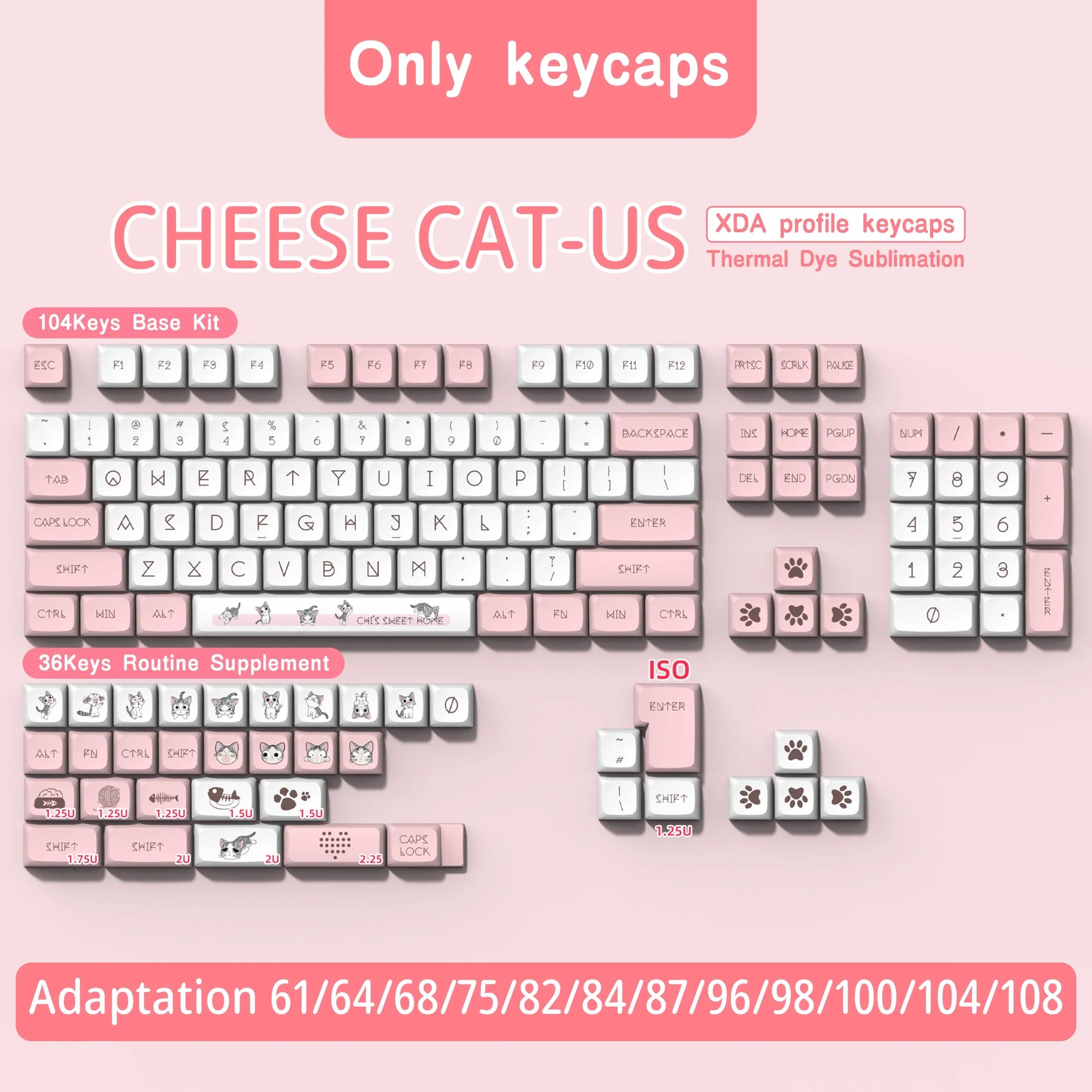 XDA Profile PBT keycaps Spanish Korean French German Portuguese Russian Japanese keycap For Cherry MX Mechanical Keyboard