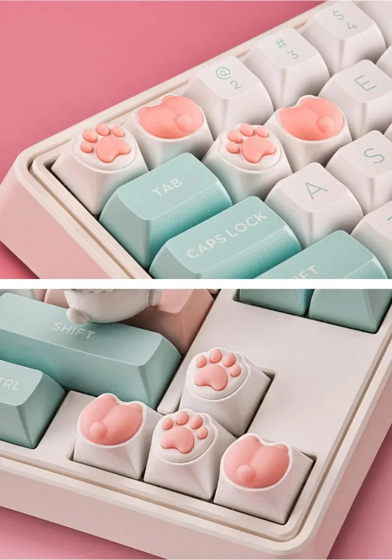 1 Pc Pink Cat Claw Key Cap Mechanical Keyboard Single Silicone Cat Butt Key Cap Girly Heart Computer Peripherals