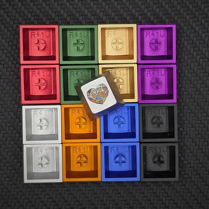 Glass Heart Keycap Custom Point Aluminum Alloy Color Glass Artisan Key Cap Cherry Profile MX Switch Mechanical Keyboard Keycap