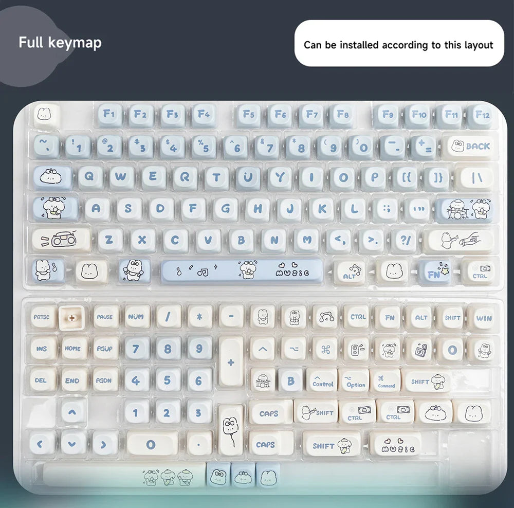 139 Keys MOA Profile Puppy Band Sugar Rabbit Theme Keycaps PBT Thermal Sublimation Customized Key Caps for Mechanical Keyboard