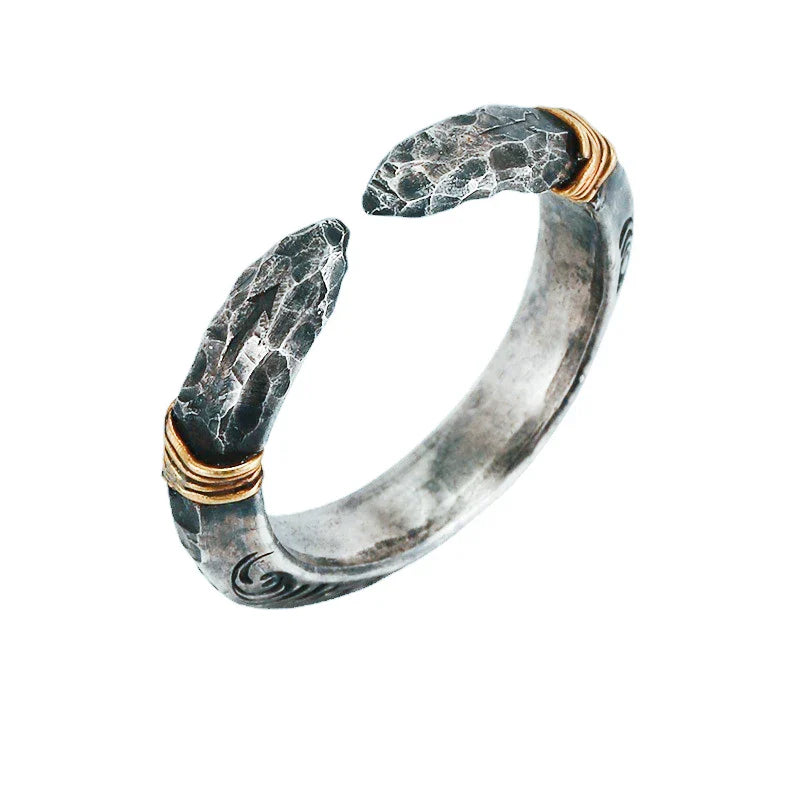 Retro Domineering Ethnic Style Fire-Breathing Dragon Ring Men\\'s Charm Open Ring Punk Motorcycle Rider Jewelry Accessories