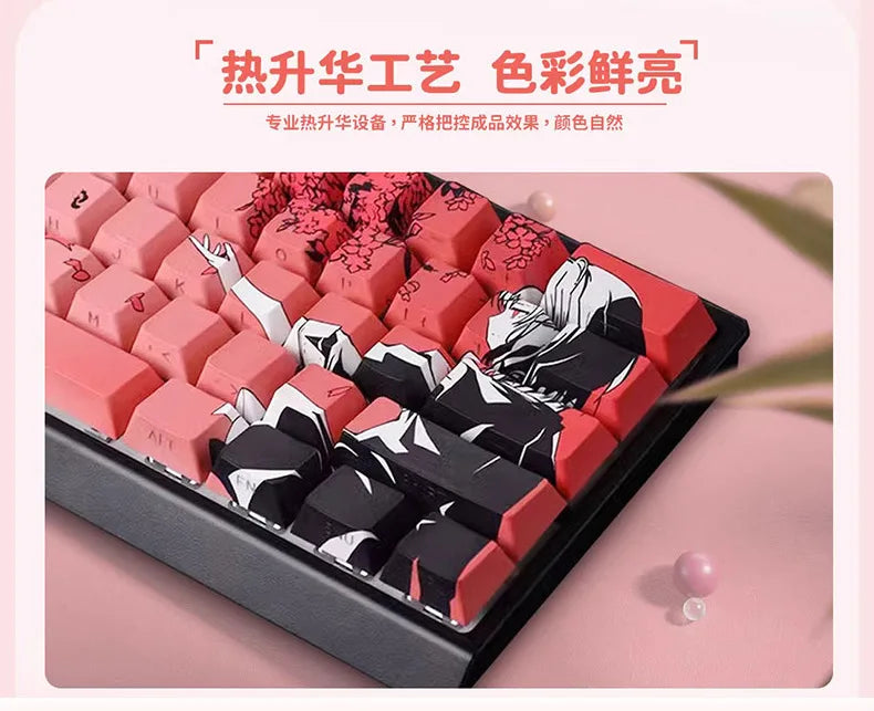 135 Key Side Engraved Transparent Sakura Girl Key Cap PBT for MX Switch HI75 HI8 68 F99 104 64 Wooting Mechanical Keyboard