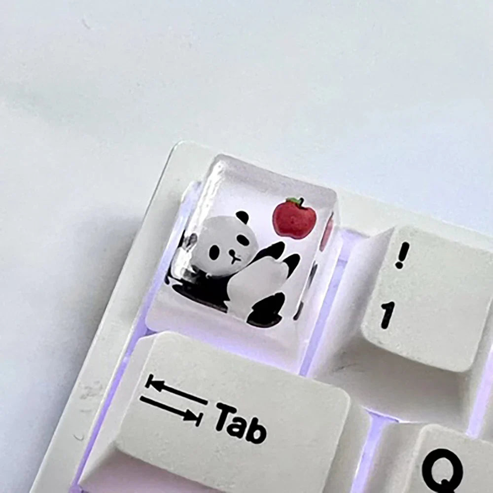 1Pcs Cute Panda Pattern Keycap Resin Handmade Decoration Personality Esc R4 OEM Cute key cap mold Keycap for Mechanical Keyboard