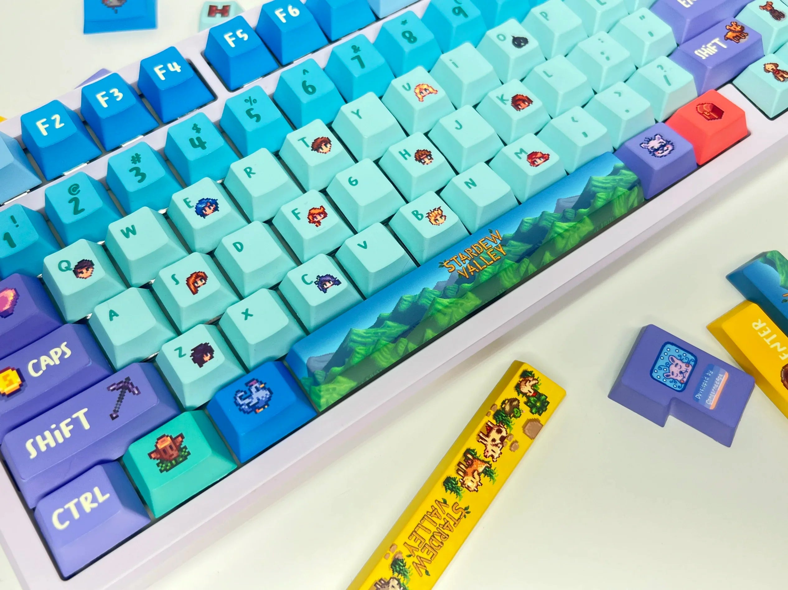 Stardew Valley Theme Keycaps Set PBT Sublimation Cherry Profile Keycaps for Mechanical Keyboard Pixel Valley Custom Key Caps