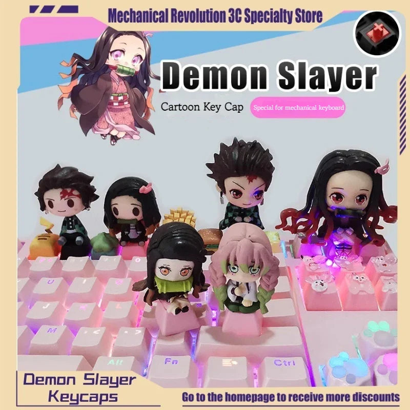 1pcs Demon Slayer Personalized Keycaps Mechanical Keyboard Resin Transparent Single Anime Key Cap Cute Mi Douzi Charcoal Jiro